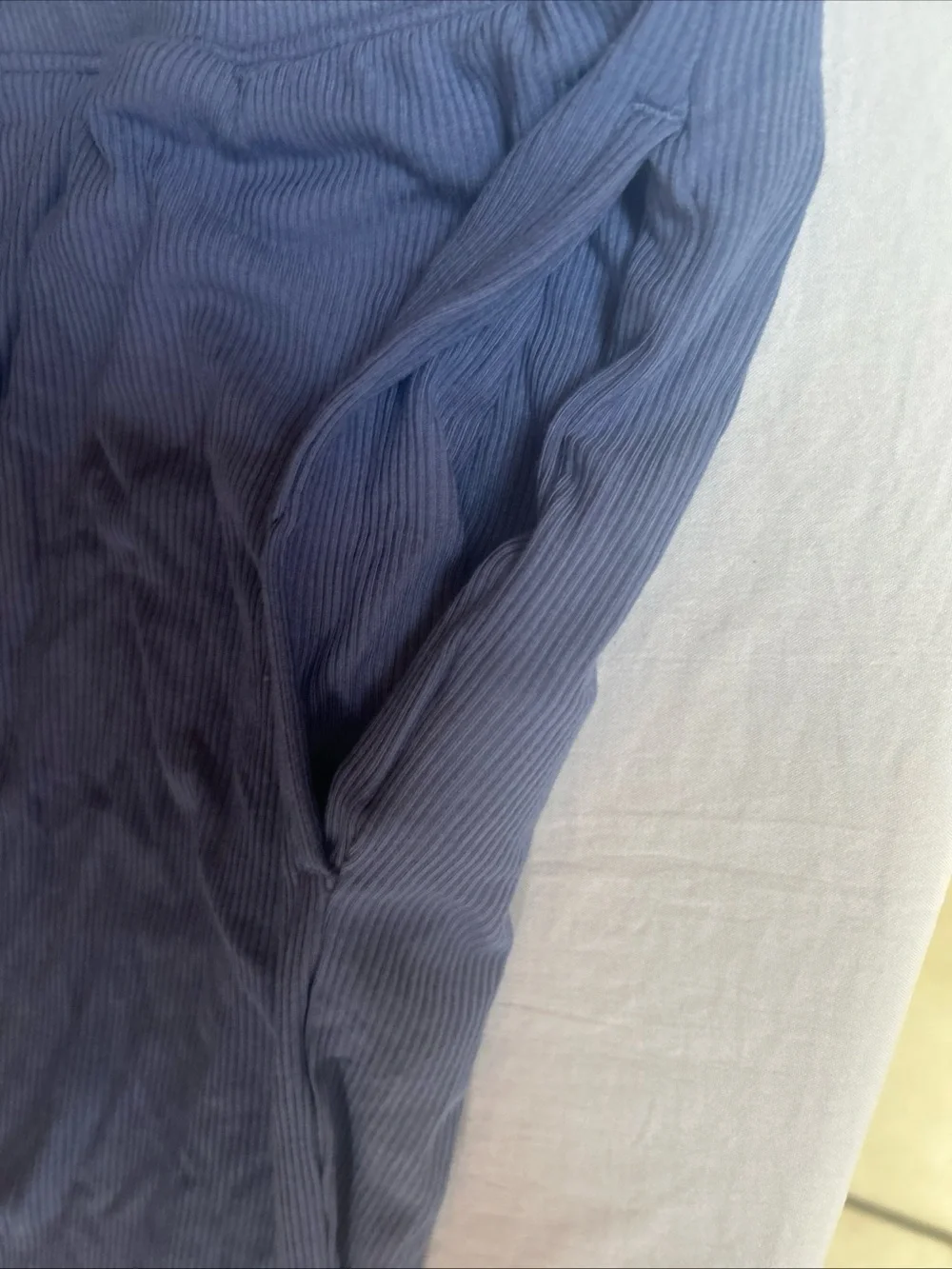 State of Day Ribbed Notched-Collar Button Down Periwinkle Blue PJ’s Set Size XL